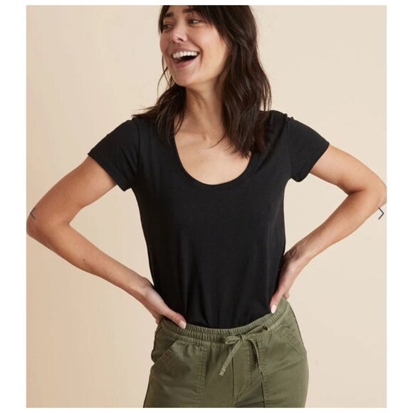 Marine Layer Womens Black Supima Cotton/Modal XL T-Shirt Scoop neck short sleeve - Picture 10 of 11